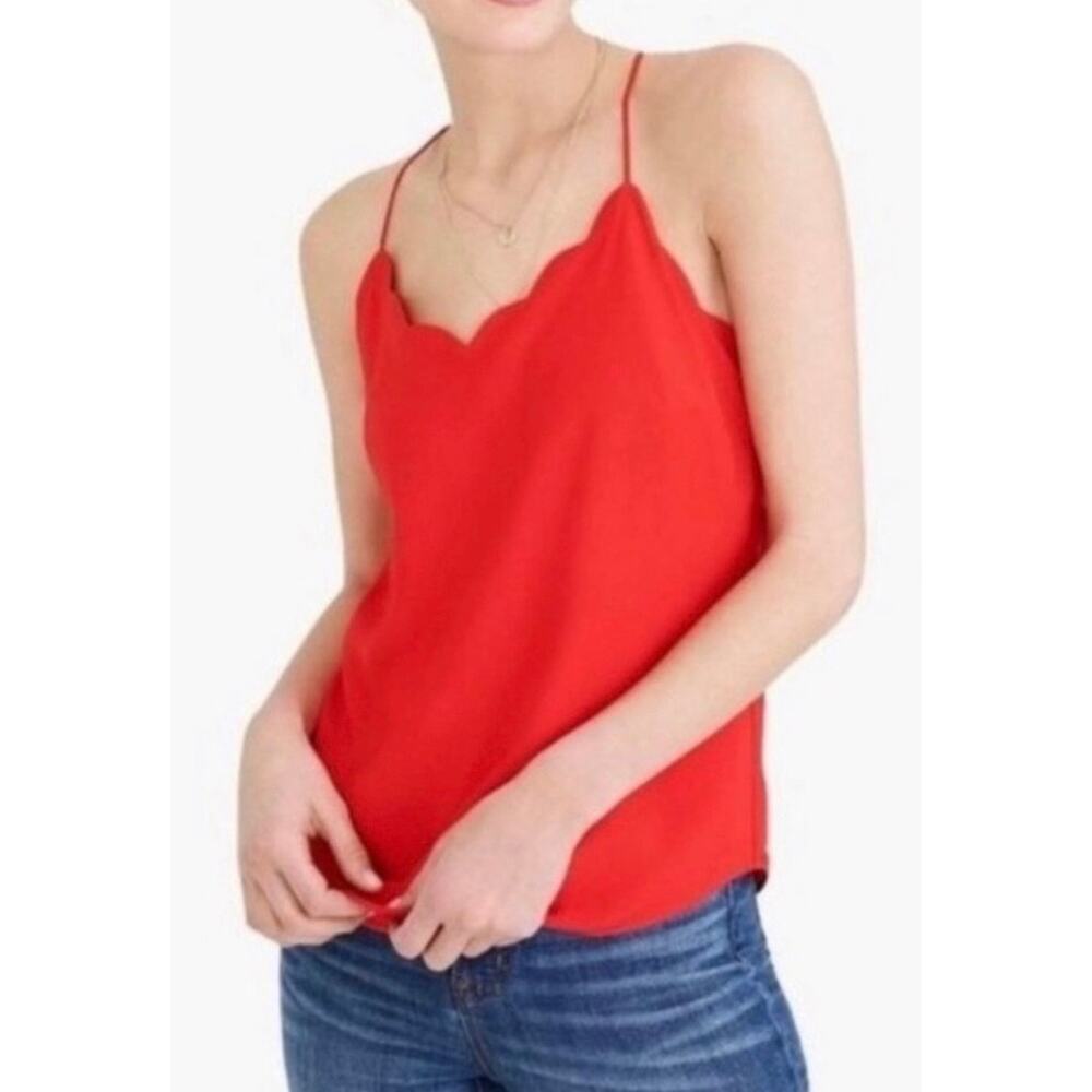 NEW J. CREW Scalloped Cami Tank Top Blouse Adjustable Straps Orange Size 6